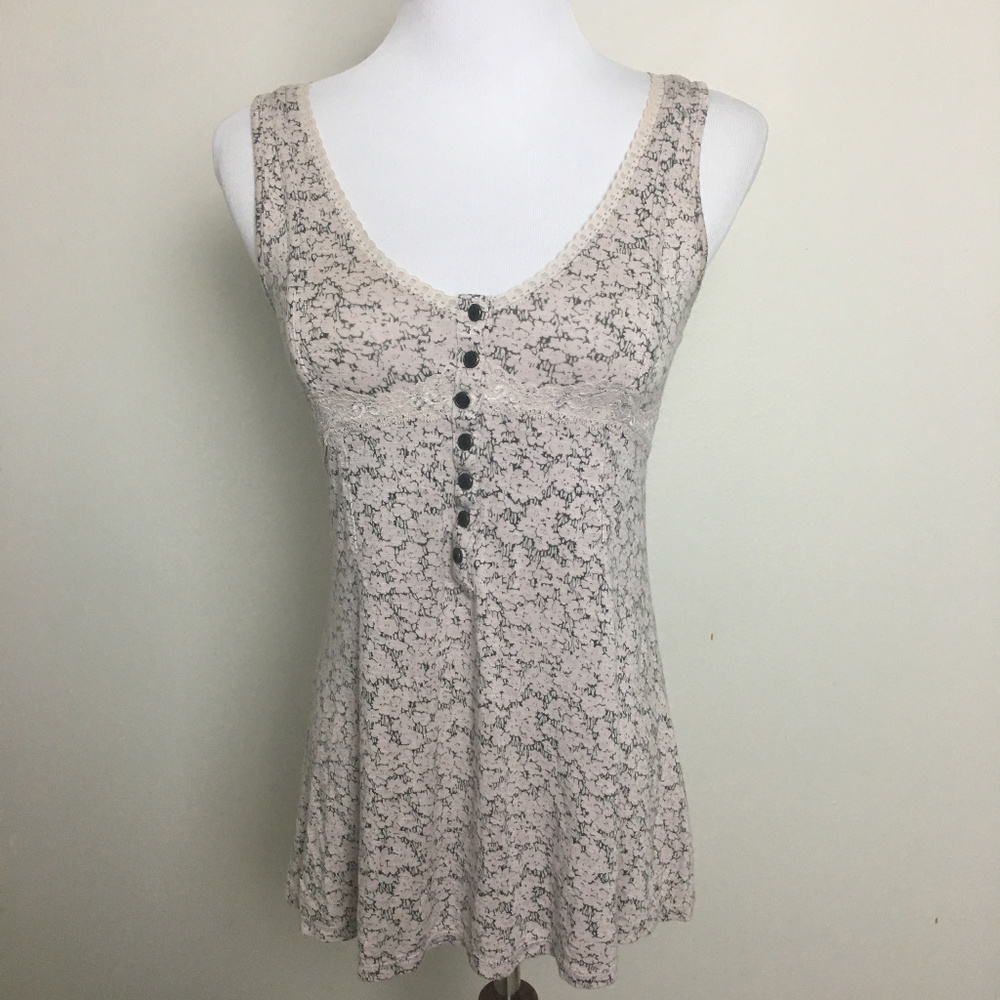 Free People Henley Floral Tank Top Sz XS